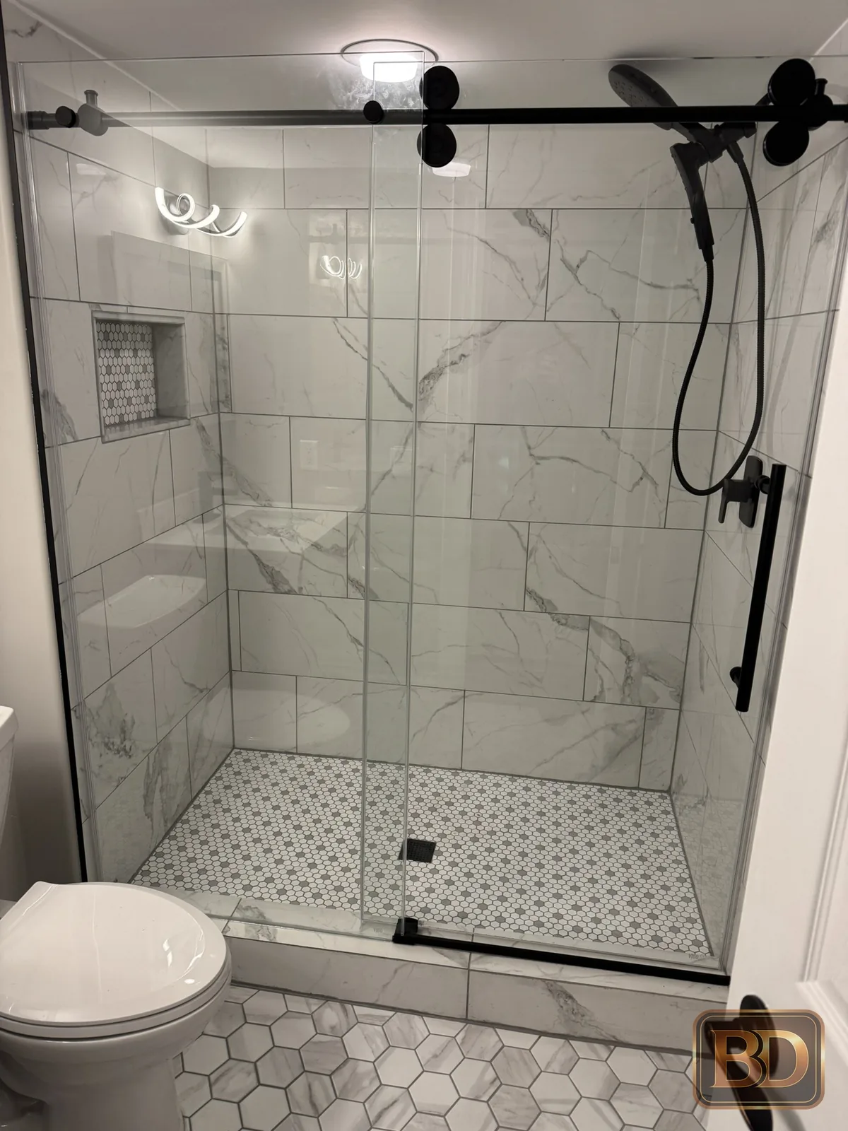 Completed tiled shower and bathroom renovation
